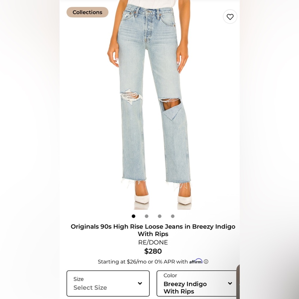 Re/Done Light Blue Distressed Straight Leg Jeans - Picture 2 of 5